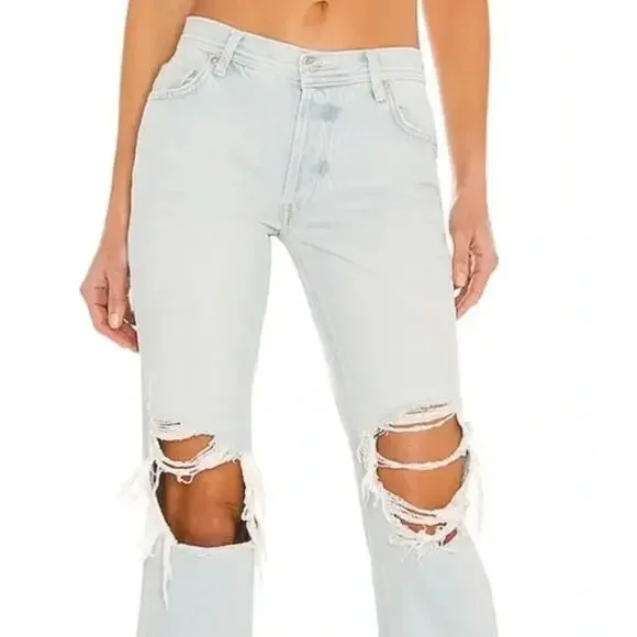 Free People We The Free Maggie Straight Cropped Blue Jean Light Wash Size 26 - Picture 2 of 10